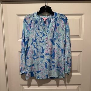 Lilly Pulitzer Women’s Elsa Top Blouses Blue Size XXS